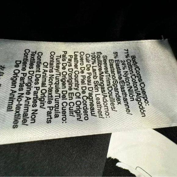 DKNY Black Jacket Cotton & Lambs Leather Sleeves And Trim Size Small - Picture 12 of 12